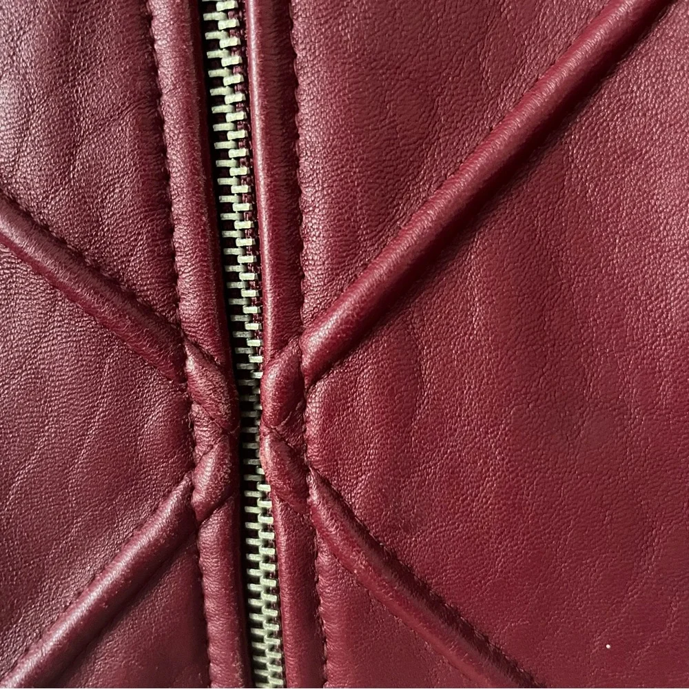 Vintage Mossimo Y2K Red Oxblood Leather Race Moto Full Zip Leather Jacket L